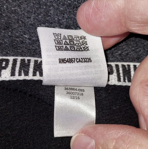 PINK Victoria's Secret Size Large Black & White Full Zip Colorblock Hoodie - Picture 8 of 8